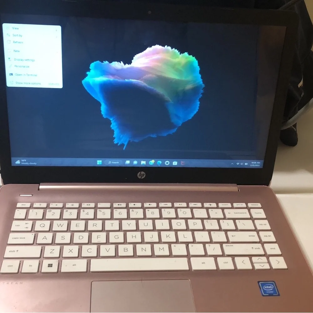 HP rose gold 14 in stream laptop .
